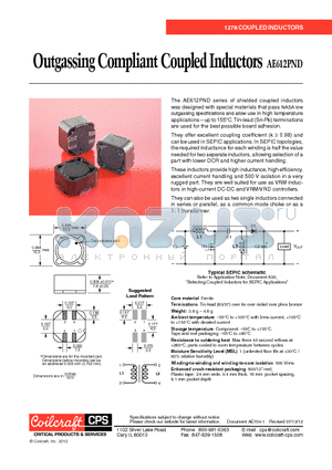 AE612PND datasheet - Outgassing Compliant Coupled Inductors