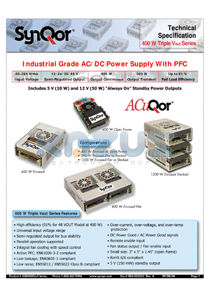 AQ0400IU1TECIND datasheet - Industrial Grade AC/DC Power Supply With PFC