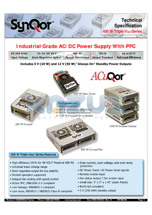 AQ0400IU1TEQIND datasheet - Industrial Grade AC/DC Power Supply With PFC