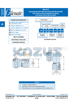 360FS015XO.XW09 datasheet - Composite Non-Environmental Backshell