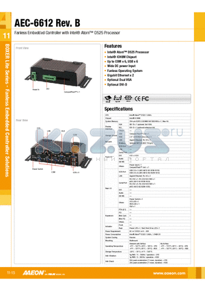 AEC-6612B datasheet - Intel^ Atom D525 Processor