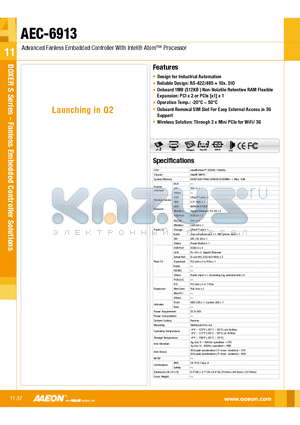 AEC-6913 datasheet - Design for Industrial Automation, Reliable Design: RS-422/485  10x. DIO