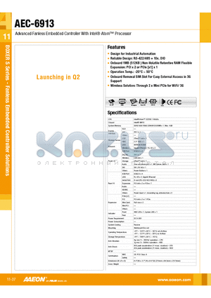 AEC-6913-A2M-1010 datasheet - Design for Industrial Automation, Reliable Design: RS-422/485  10x. DIO