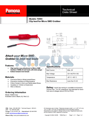 72904 datasheet - Clip lead for Micro SMD Grabber