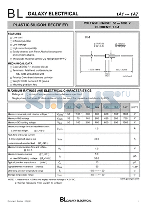 1A4 datasheet - PLASTIC SILICON RECTIFIER
