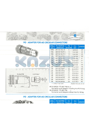 AEC0616-P11 datasheet - PG-ADAPTER FOR MS CIRCULAR CONNECTORS