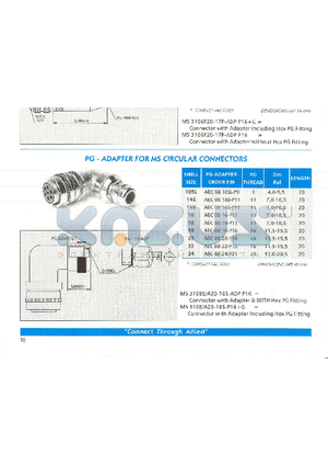 AEC0816-P11 datasheet - PG-ADAPTER FOR MS CIRCULAR CONNECTORS