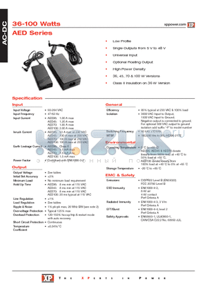 AED100US12 datasheet - AC-DC Power Supplies