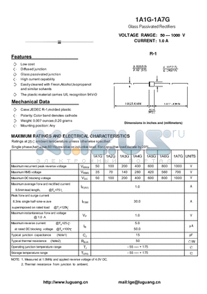 1A5G datasheet - Glass Passivated Rectifiers