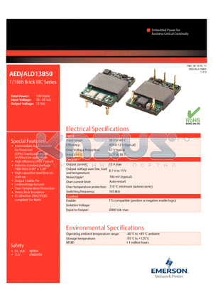 AED13B50-SL datasheet - 1/16th Brick IBC Series