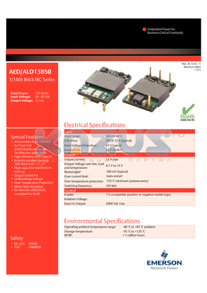 AED13B50-L datasheet - 1/16th Brick IBC Series