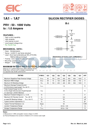 1A6 datasheet - SILICON RECTIFIER DIODES