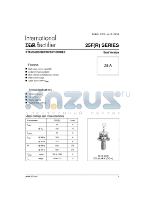 25F120 datasheet - STANDARD RECOVERY DIODES