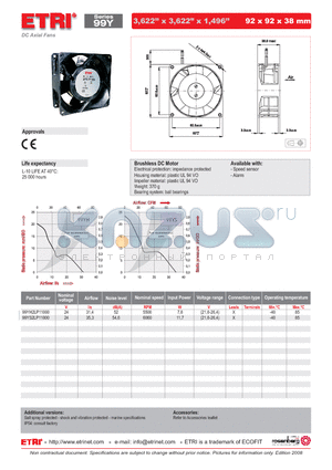 99YS2LP11000 datasheet - DC Axial Fans