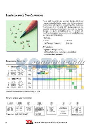 500B18W105MV4R datasheet - LOW INDUCTANCE CHIP CAPACITORS