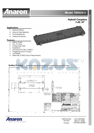 1B0024-3 datasheet - Hybrid Couplers