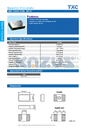 9HT10 datasheet - SMD TUNING FORK, Ceramic surface mount package