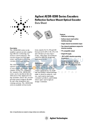 AEDR-8300-1V2 datasheet - Agilent AEDR-8300 Series Encoders Reflective Surface Mount Optical Encoder