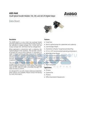 AEDS-9640110 datasheet - Small Optical Encoder Modules 150, 300, and 360 LPI Digital Output