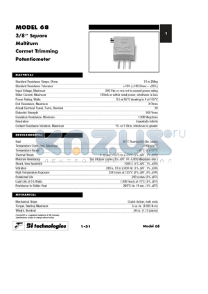 72XER2MEGLF datasheet - 3/8 Square Multiturn Cermet Trimming Potentiometer