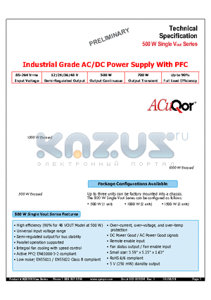 AQ1000IU12EAIND datasheet - Industrial Grade AC/DC Power Supply With PFC