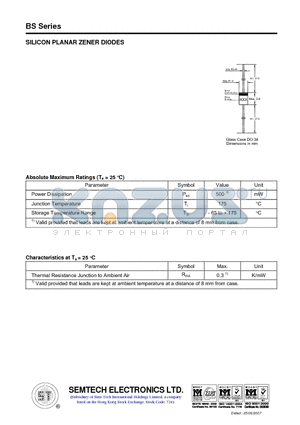 9V1BSB datasheet - SILICON PLANAR ZENER DIODES