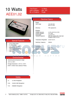 AEE02A24 datasheet - 10 W, Single output