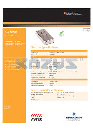 AEE03A18-L datasheet - AEE 15W Series