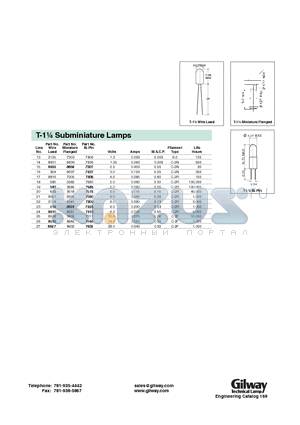 7302 datasheet - T-1 Subminiature Lamps