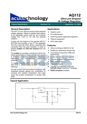 AQ112CY-S4-25-TR datasheet - Ultra-Low Dropout 1A Voltage Regulator