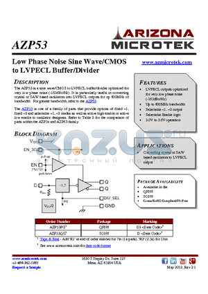 AZP53 datasheet - Low Phase Noise Sine Wave/CMOS