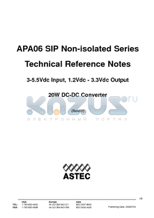 AEF60A24-N97 datasheet - 3-5.5Vdc Input, 1.2Vdc - 3.3Vdc Output 20W DC-DC Converter