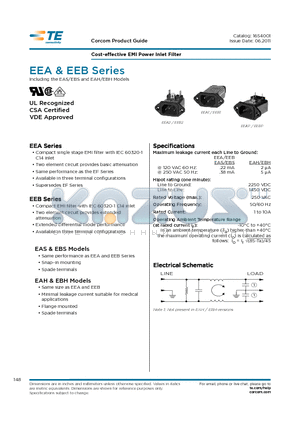 1EEA2 datasheet - Cost-effective EMI Power Inlet Filter