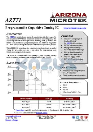 AZT71HG datasheet - Programmable Capacitive Tuning IC