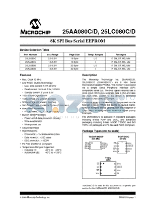 25LC080CT-I/MS datasheet - 8K SPI Bus Serial EEPROM