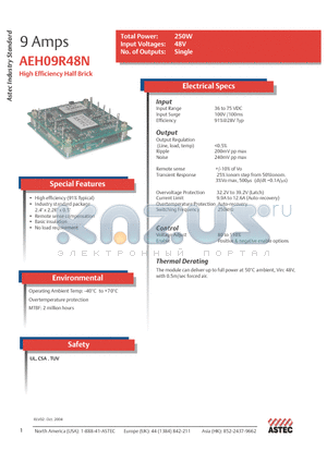 AEH09R48N datasheet - High Efficiency Half Brick