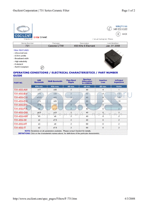 731-455-FW datasheet - 455 KHz 6 Element
