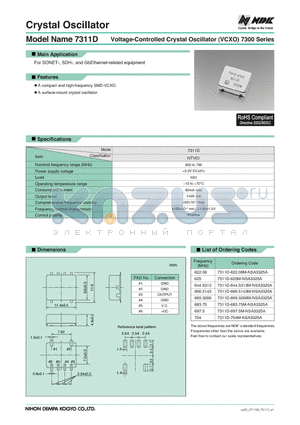 7311D-704M-NSA3325A datasheet - Voltage-Controlled Crystal Oscillator (VCXO)