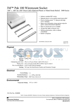 3626-60XX datasheet - 3M Pak 100 Wiremount Socket