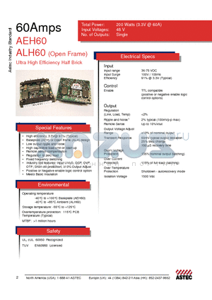 AEH60 datasheet - Ultra High Efficiency Half Brick