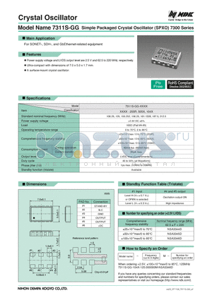 7311S-GG-255R datasheet - Simple Packaged Crystal Oscillator (SPXO)