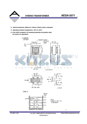 AEI24-3571 datasheet - HYBRID TRANSFORMER