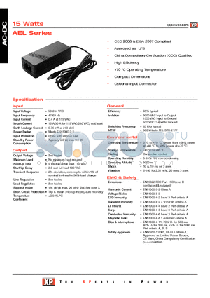 AEL15US15 datasheet - AC-DC Power Supplies