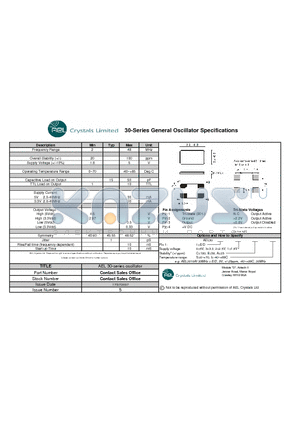 AEL3010AS datasheet - 30-Series General Oscillator Specifications