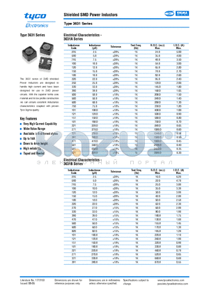 3631B270LT datasheet - Shielded SMD Power Inductors
