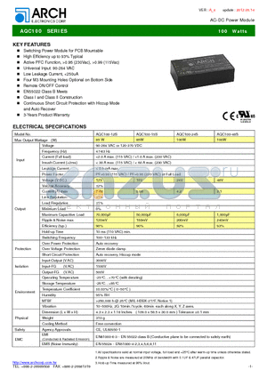 AQC100-24S datasheet - AC-DC Power Module