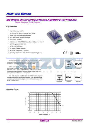 AQF-30C datasheet - 30 Watts Universal Input Range AC/DC Power Modules