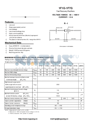 1F5G datasheet - Fast Recovery Rectifiers