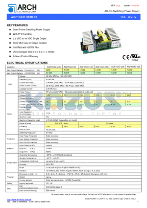 AQF150O-15S datasheet - AC-DC Switching Power Supply