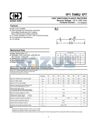 1F7 datasheet - FAST SWITCHING PLASTIC RECTIFIER